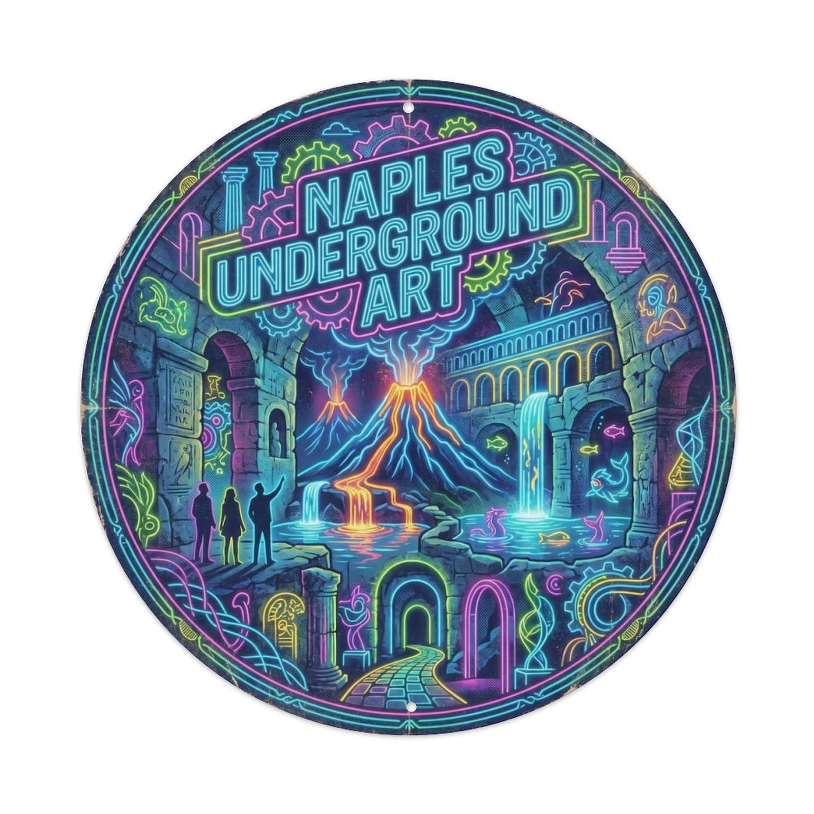 Naples Italy Underground Heritage Landmark Travel Metal Tin Sign