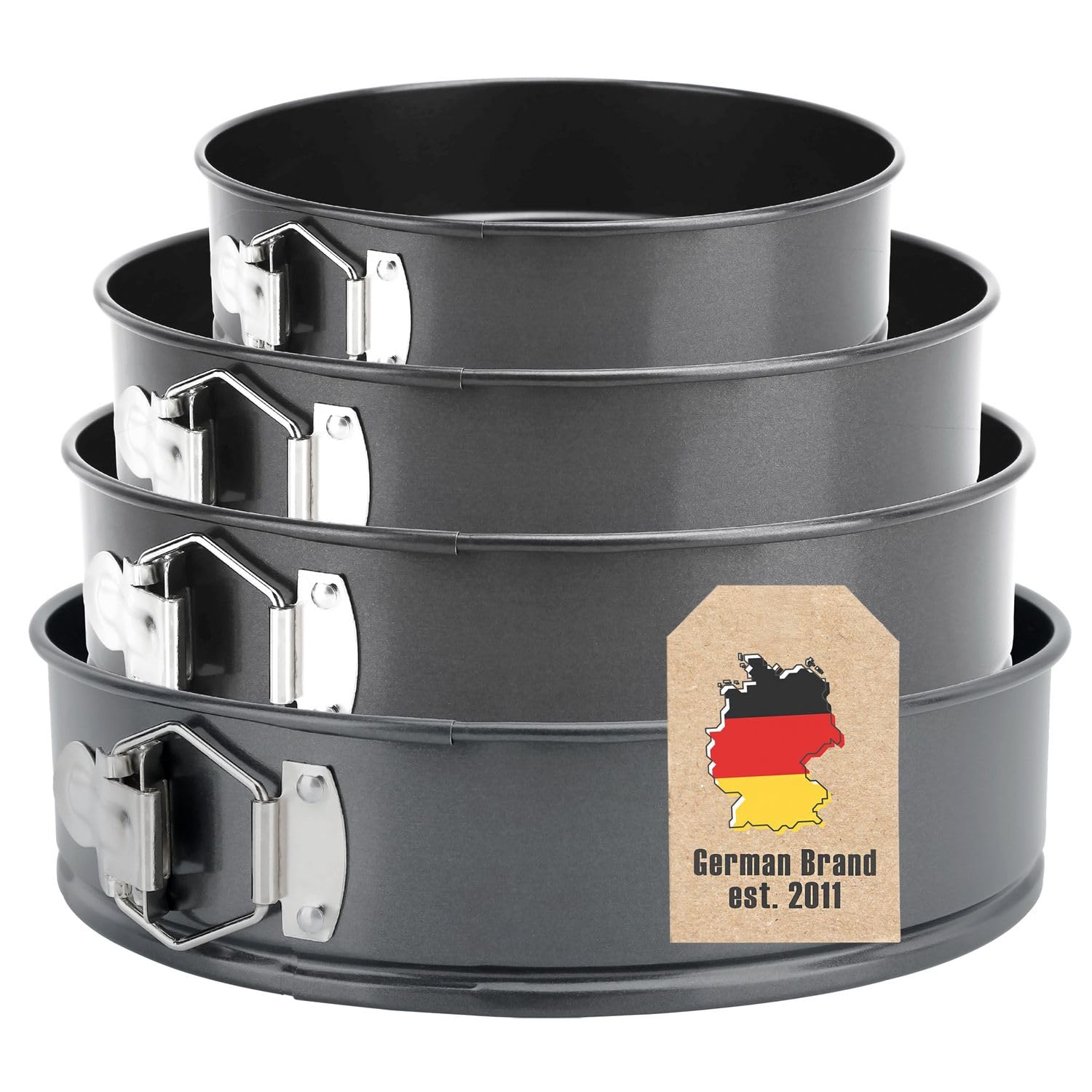 INTIRILIFE 4-teiliges Springformen Set: Runde Kuchenform in 17/23,5/25/27.5 cm- Backform aus Edelstahl mit Antihaftbeschichtung & Flachboden, Springform mit Verschluss für Kuchen Torten Cheesecake Küche, Haushalt & Wohnen