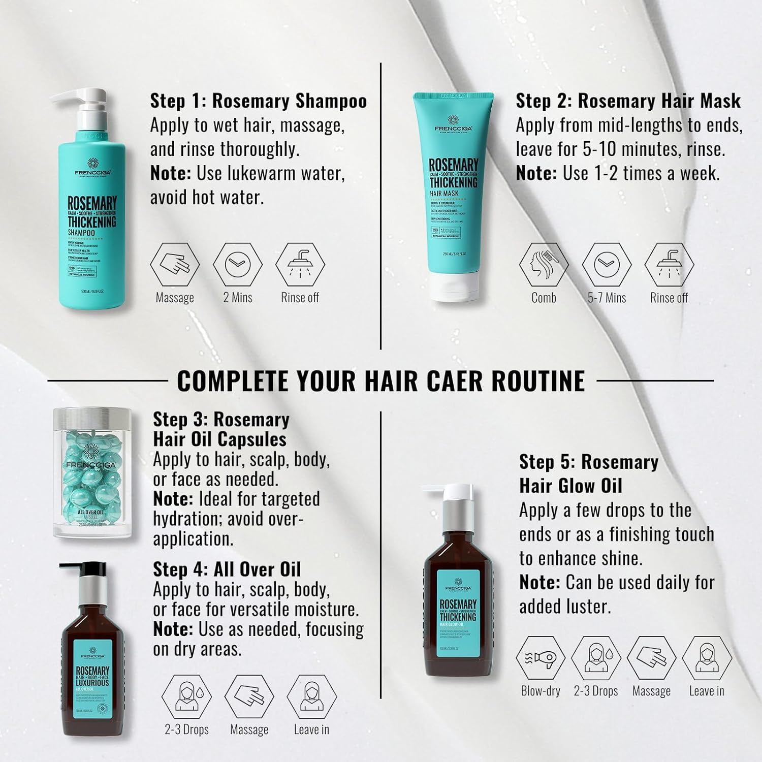 Rosemary Hair Mask, Strengthening Hair Masque, Deeply Nourishing & Strengthening Dry Damaged & Frizzy Hair, Moisturizes, Detangles & Adds Shine 8.45 FL.OZ - Image 5