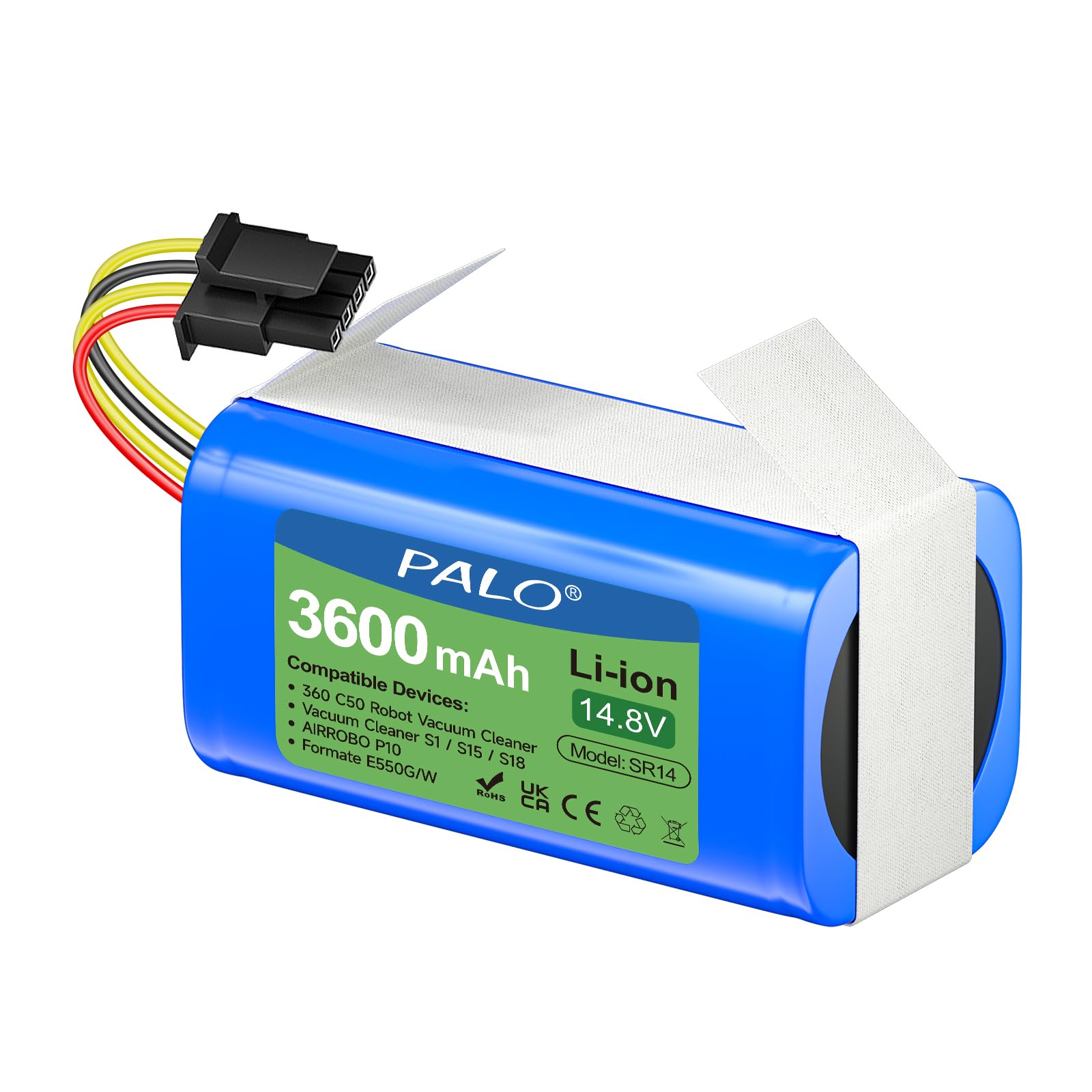 Amazon.com: Palogreen 14.8V Lithium Battery for 360 C50 Robot Vacuum  Cleaner, AIRROBO P10, Vacuum Cleaner S1 /S15 / S18, Formate E-550G/W (4  Prongs Connector) : Home & Kitchen