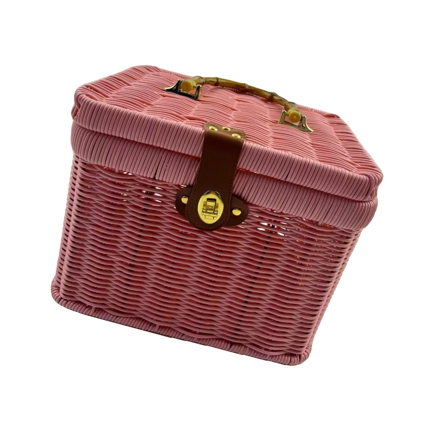 CAZSTYK Handwoven Storage Bin with Lid Storage Basket Perfect for Living Room Bedroom or Bathroom Organization Interlaced Basket with Lid