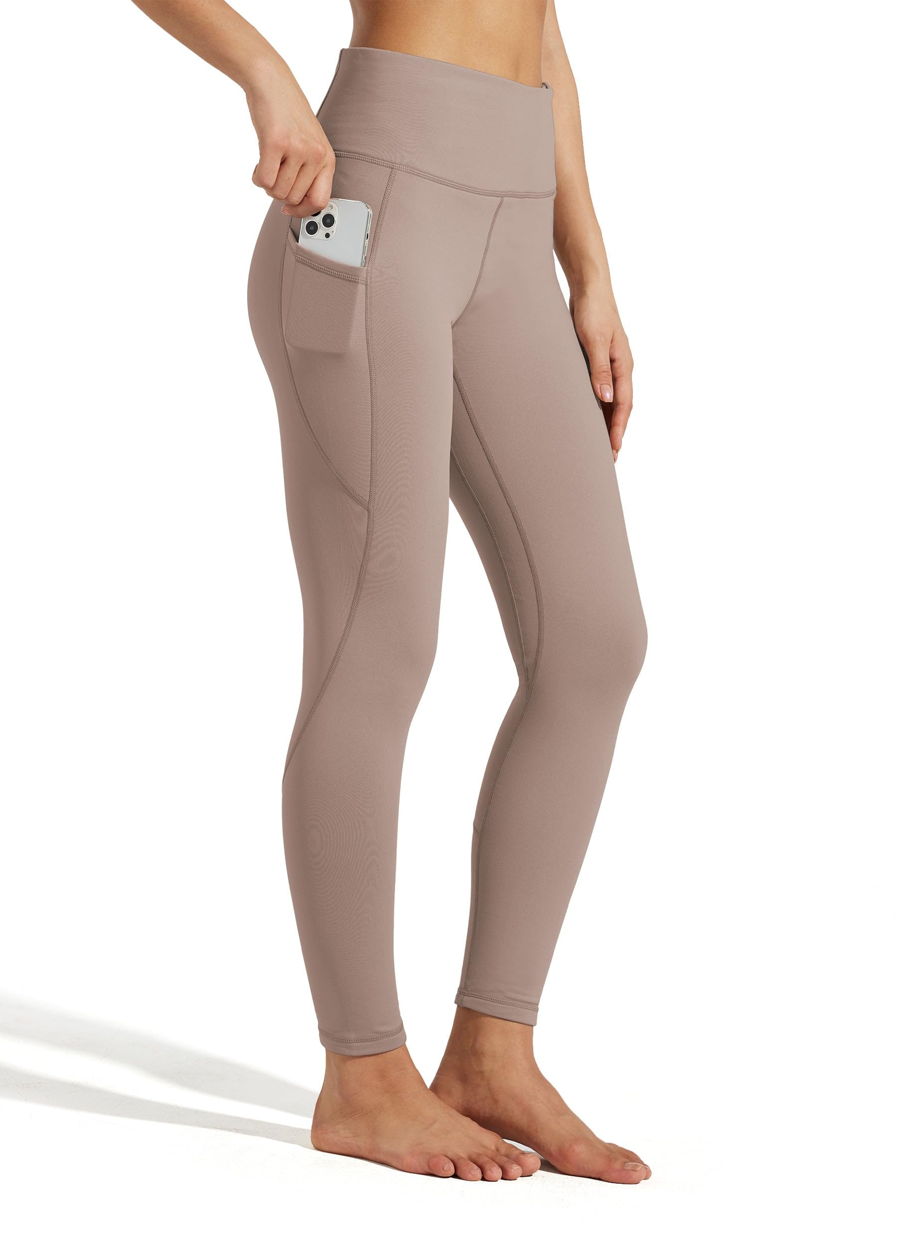 Willit Legging doublé en polaire pour femme - Résistant à l'eau - Pantalon d'hiver thermique taille haute pour yoga et course à pied avec poches