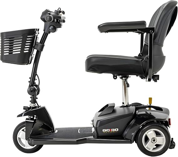 Pride Mobility Go Go Ultra X 3-wheel Scooter - Travel Mobility for Adults, 12 Ah Battery, 300 Lbs Weight Capacity, Seat Dimensions - 17 W x 17 D - S39, Black