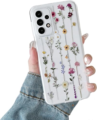 Miniatura 29 de ZTOFERA Funda Floral para Samsung Galaxy A14 5G, Funda Transparente con Lindo Patrón de Flores para Niñas y Mujeres, Protector de Silicona Flexible