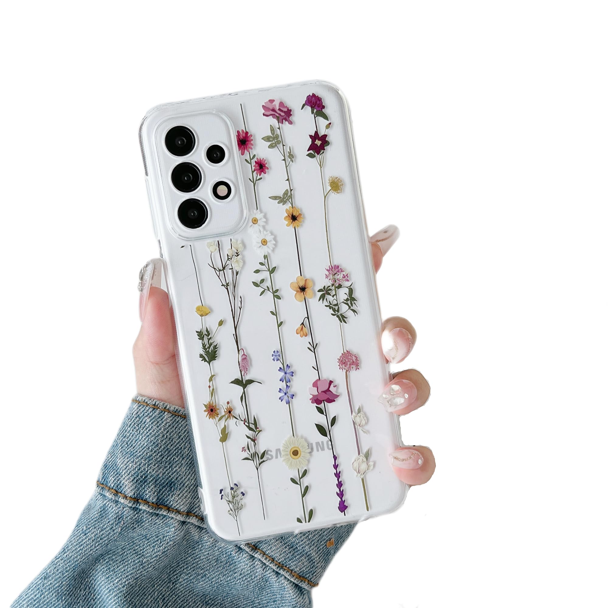 ZTOFERA Floral Case for Samsung Galaxy A23 4G/5G,Cute Flower Pattern Case for Girls Women,Transparent Flexible Silicone Protective Slim Shockproof