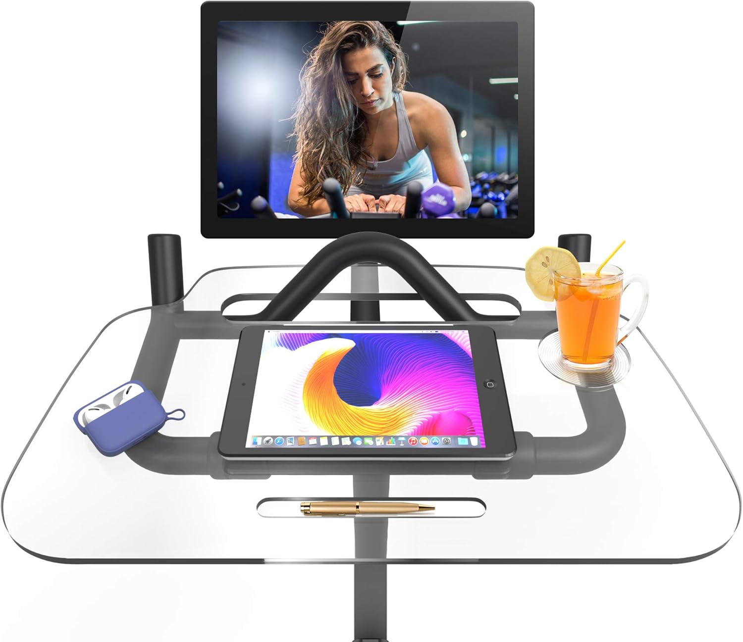 IPOW Peleton Desk Tray, Acrylic Stationary Bike Desk with Laptop