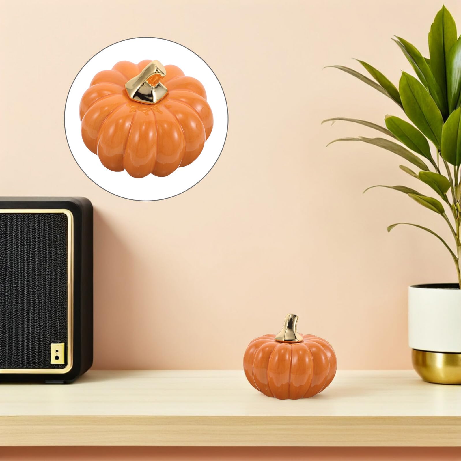 Keramikkürbis für Herbstdeko Tischfiguren aus Keramik Kürbisdeko für Halloween und Erntedank Kunstvolle Skulpturen für Wohnraum