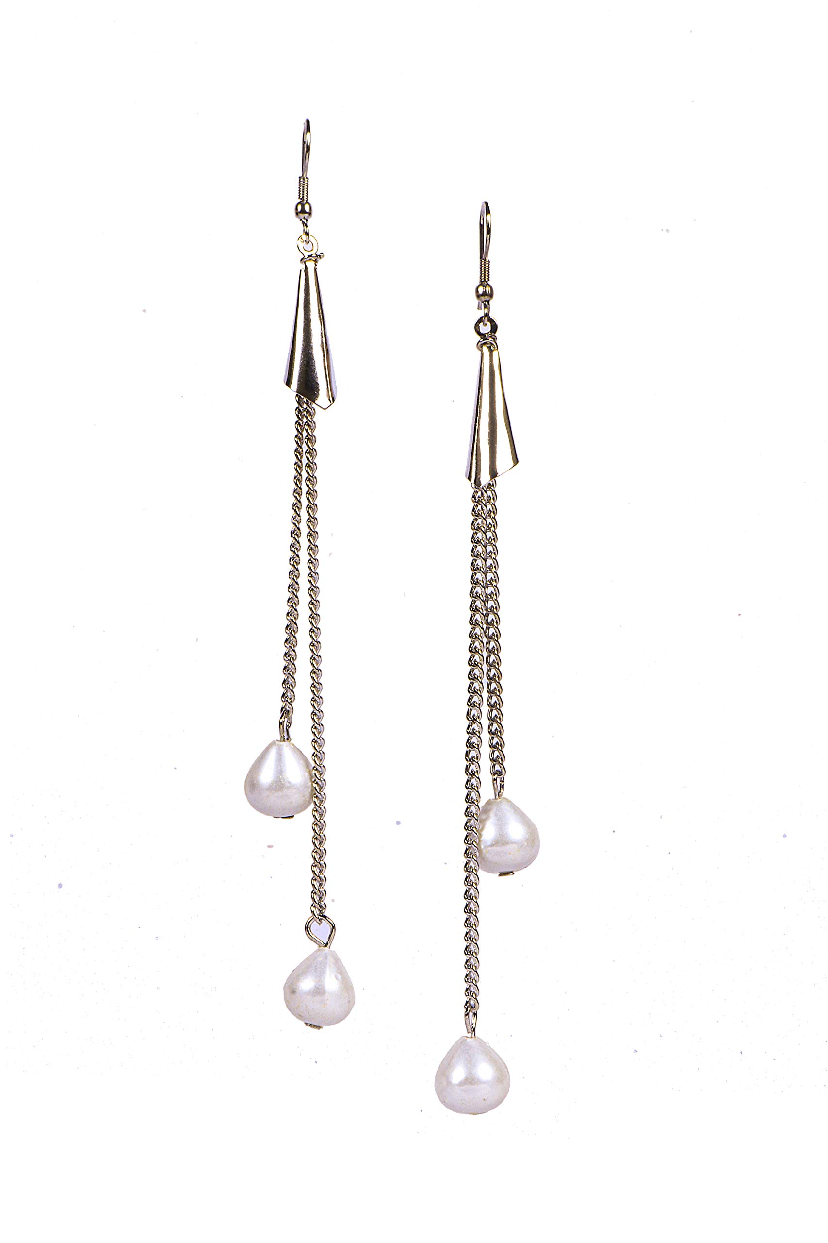 FABULUX EARING Brass and Pearl Hoop Earrings for Women & Girls