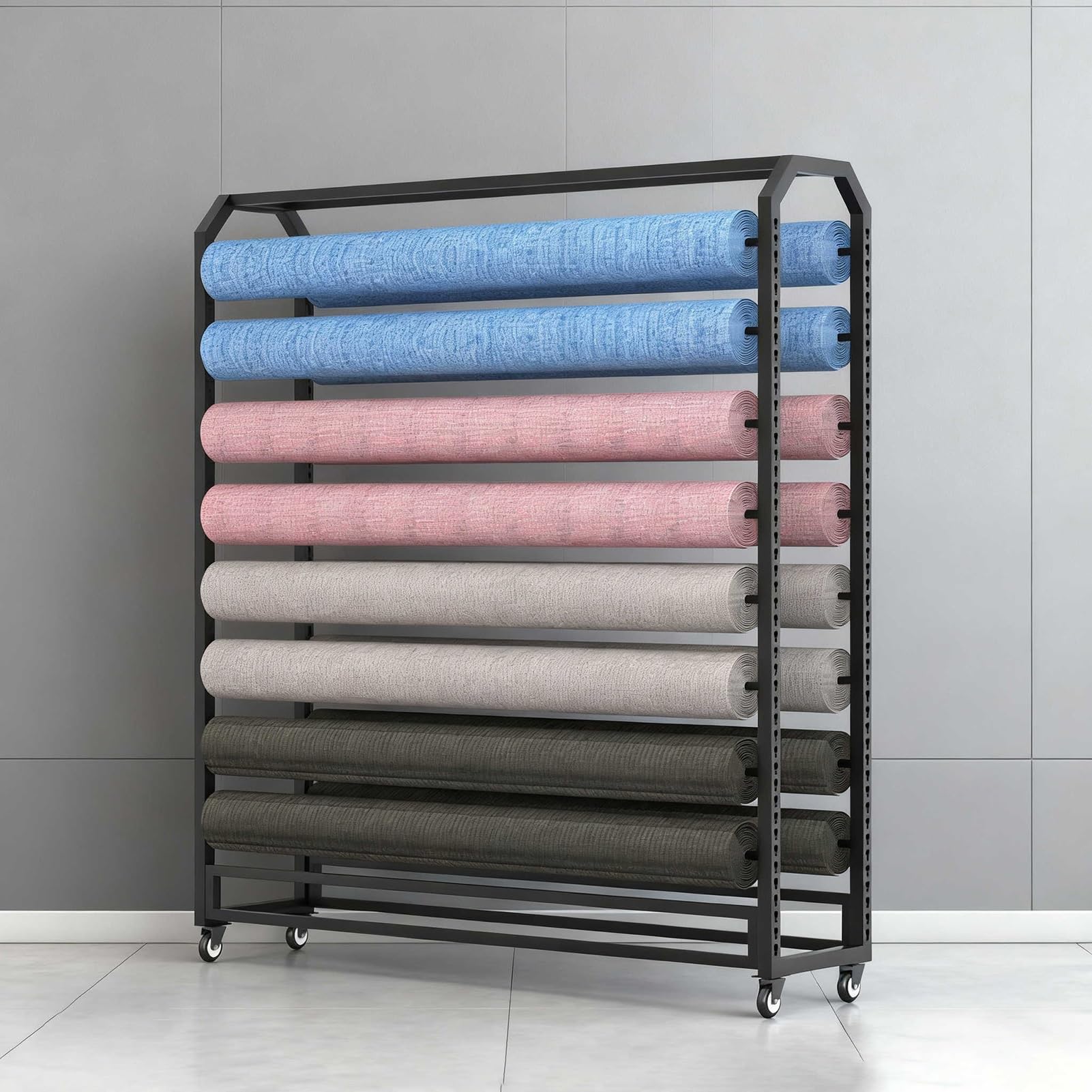 Generico Carrello portaoggetti in Vinile Resistente con 12 aste Regolabili per Carta da Parati, Pelle e pellicole per finestre - 145 cm, Perfetto per lavori creativi e progetti Fai da Te.