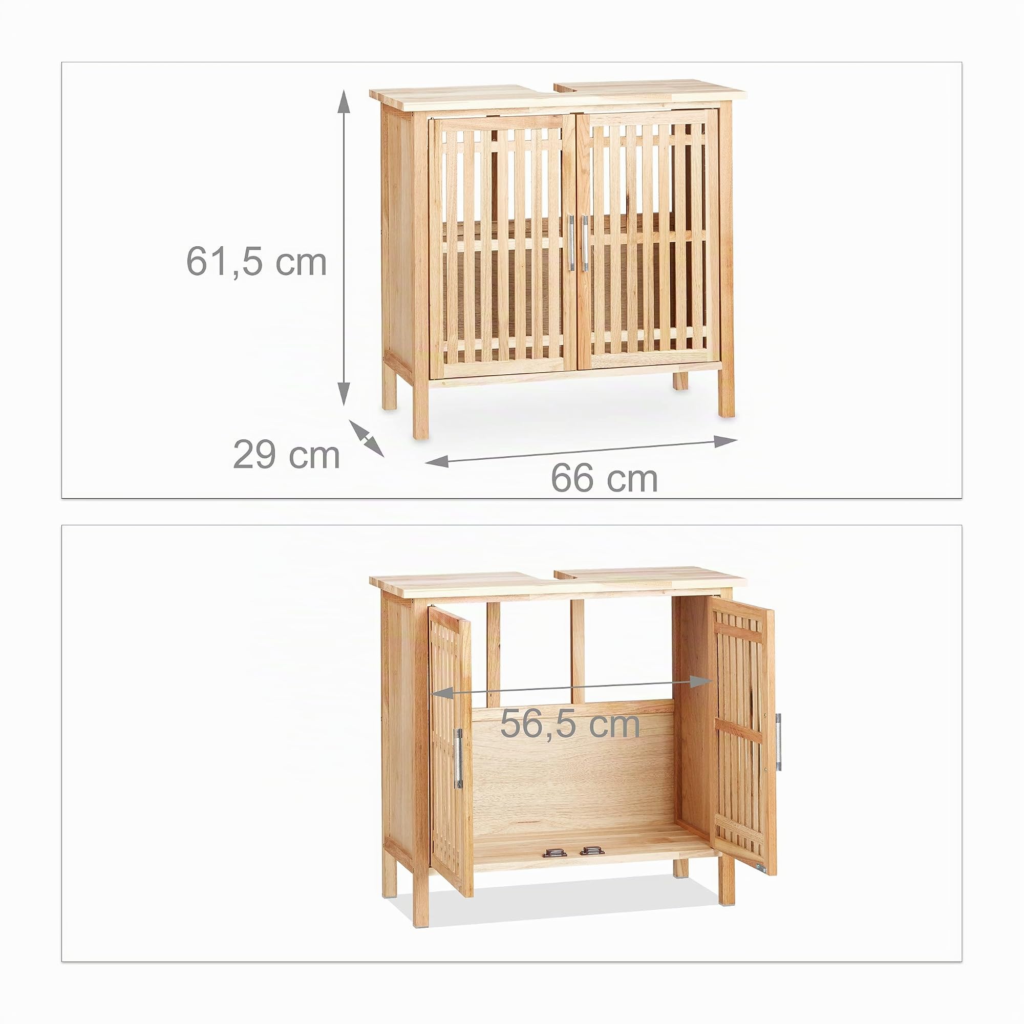 Relaxdays Mobile Bagno Legno di Noce, Mobiletto Sottolavabo, Naturale