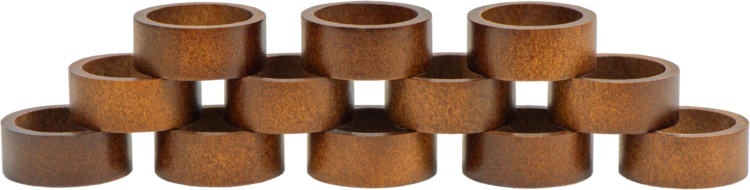 Wooden Napkin Rings Set of 12, Rustic Hemlock Wood Table Napkin Holder, Handcrafted Decorative Farmhouse Napkin Rings for Weddings, Boho, and Everyday Table Settings