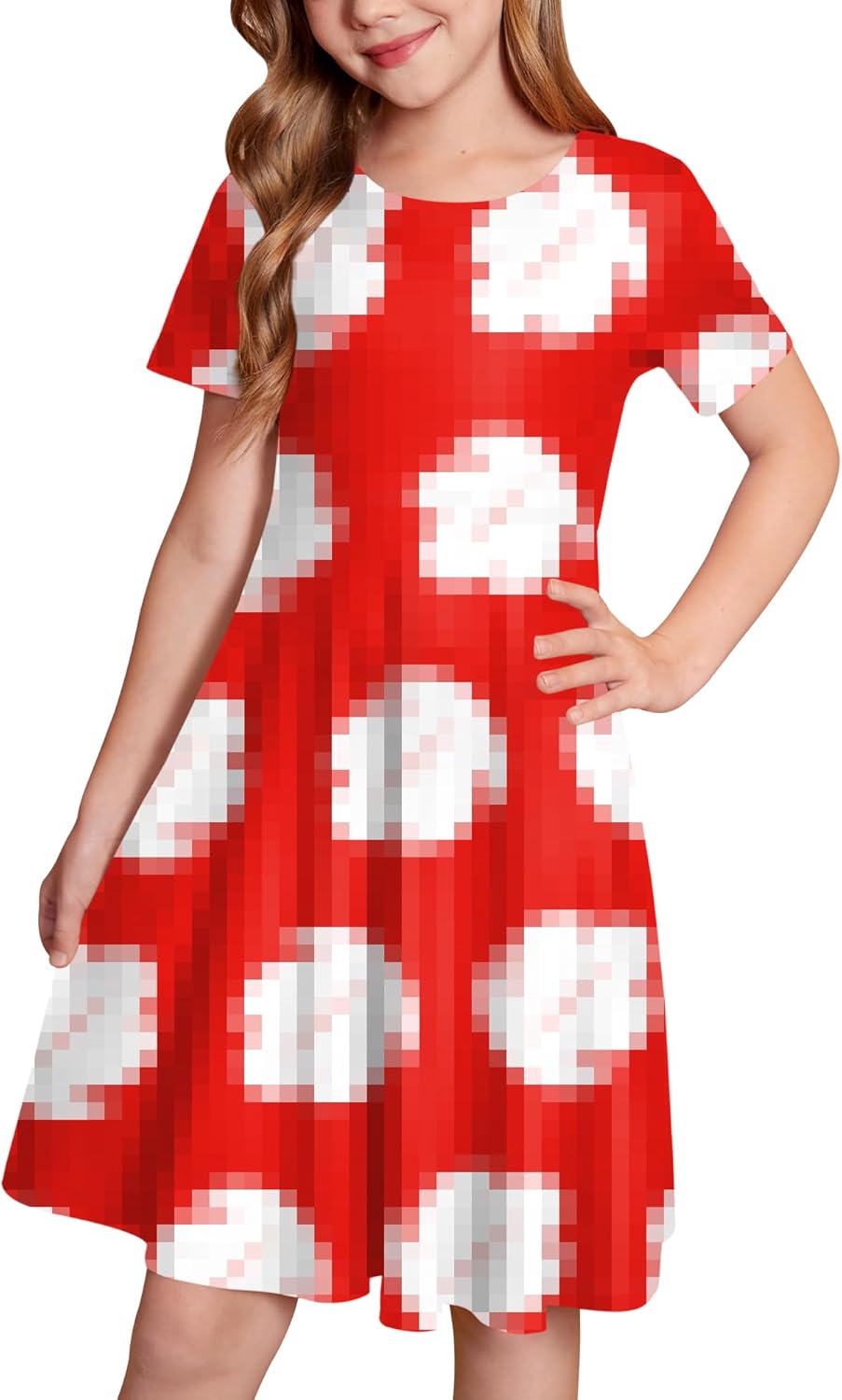 BesserBay Girls Halloween Short Sleeve Printed Crewneck Midi Dress 4-14 Years