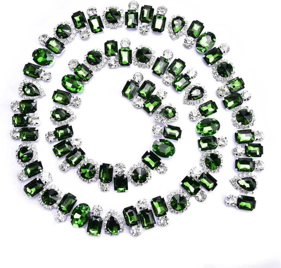 1 Yard Flower Rhinestone Claw Chain Welding Glass Diamond Crystal Trim DIY Sewing Ribbon for Clothing Shoes Carnival Dress Accessories