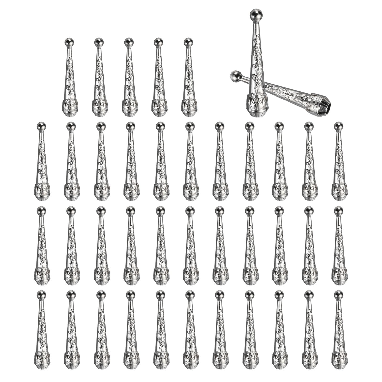 PATIKIL Lot de 40 embouts de cravate Bolo en alliage de 5 mm de long pour loisirs créatifs, décoration de vêtements, argent clair