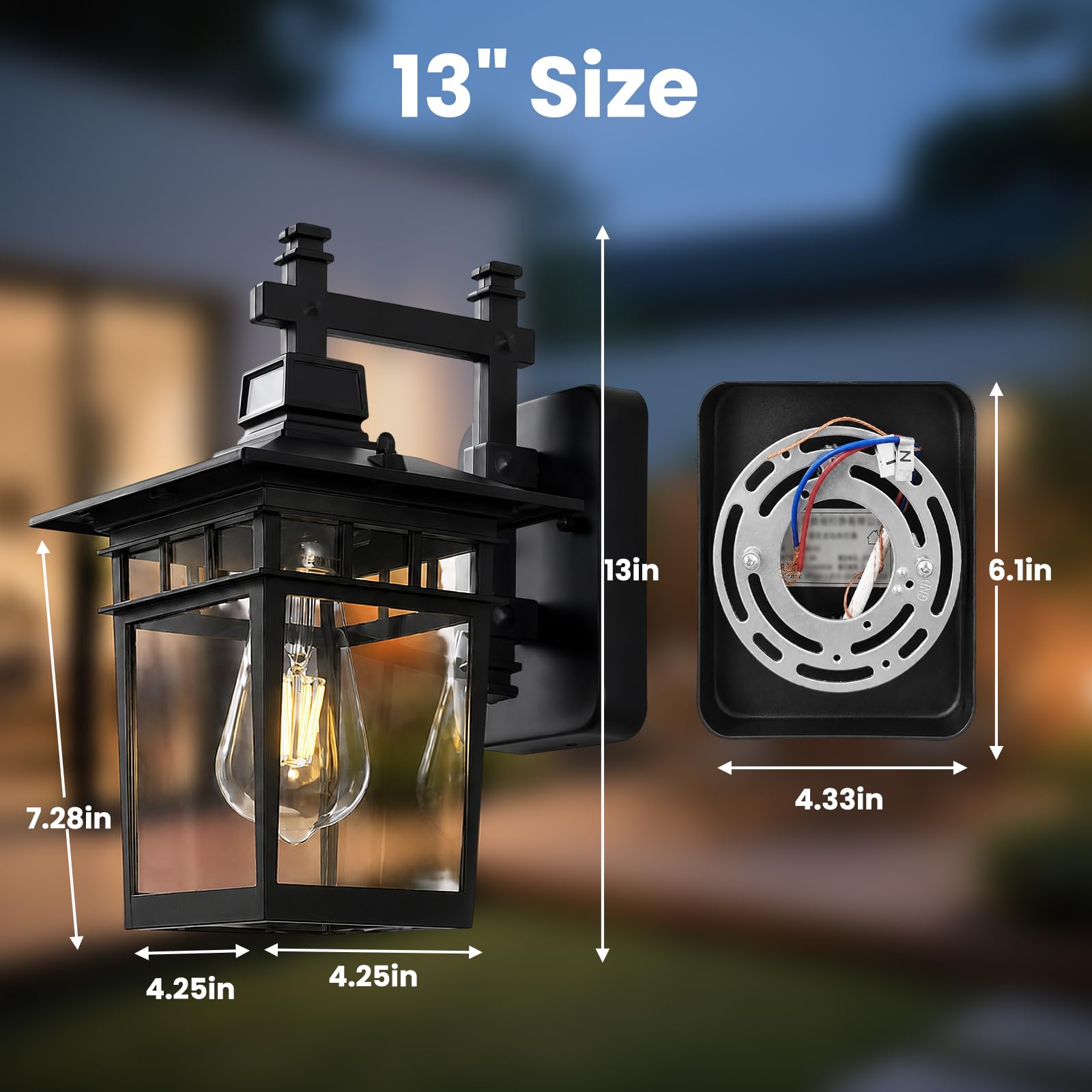 Wandleuchte Aussen, Außenwandleuchten mit Klarglas, IP44Wasserdicht | Wandlampe Vintage, Außenlampe Balkon Lampe Wandlampe Aussen (Schwarz, 40W)