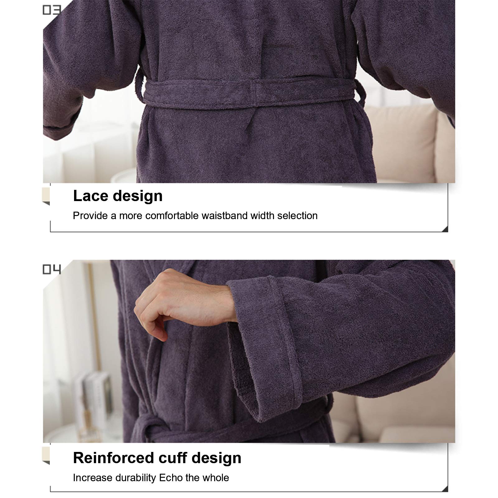 Generic Accappatoi Asciugamano Accappatoio Uomo Donna, Accappatoio Donna Soffice Addensare Cotone Kimono Accappatoi Lunghi Pigiama Camicie da Notte Leggero per Doccia