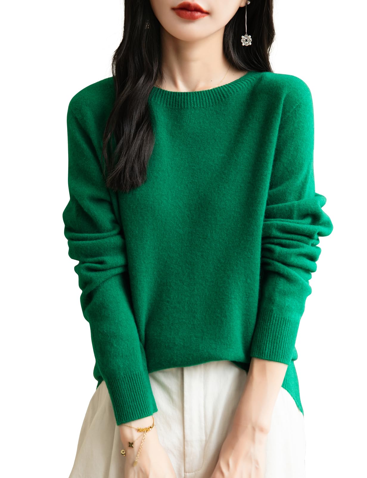 Chanyarn Womens 100 Merino Wool 2025 Fall Winter First-Line Ready to Wear Long Sleeve Seamless Knit Crewneck Sweater