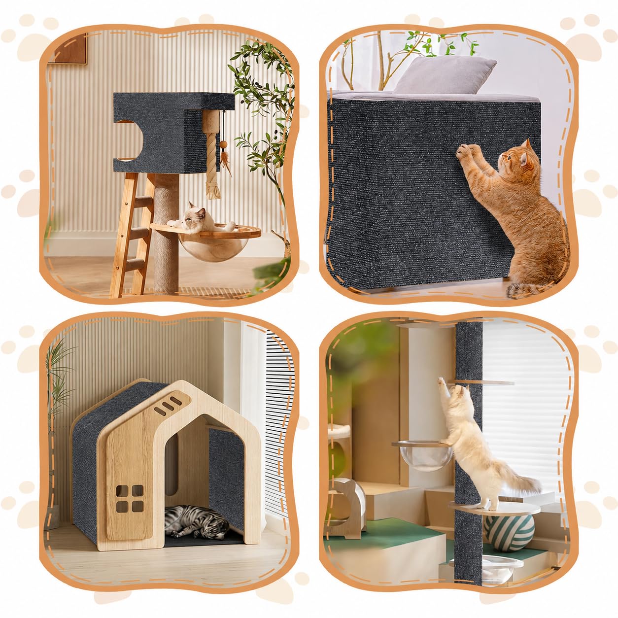 Protector Sofa Gatos Arañazo, Tapete Rascador para Gatos Autoadhesivo, Ideal para Sofás, Muebles y Paredes, Reutilizable, Fácil de Instalar y Recortable para Postes Rascadores