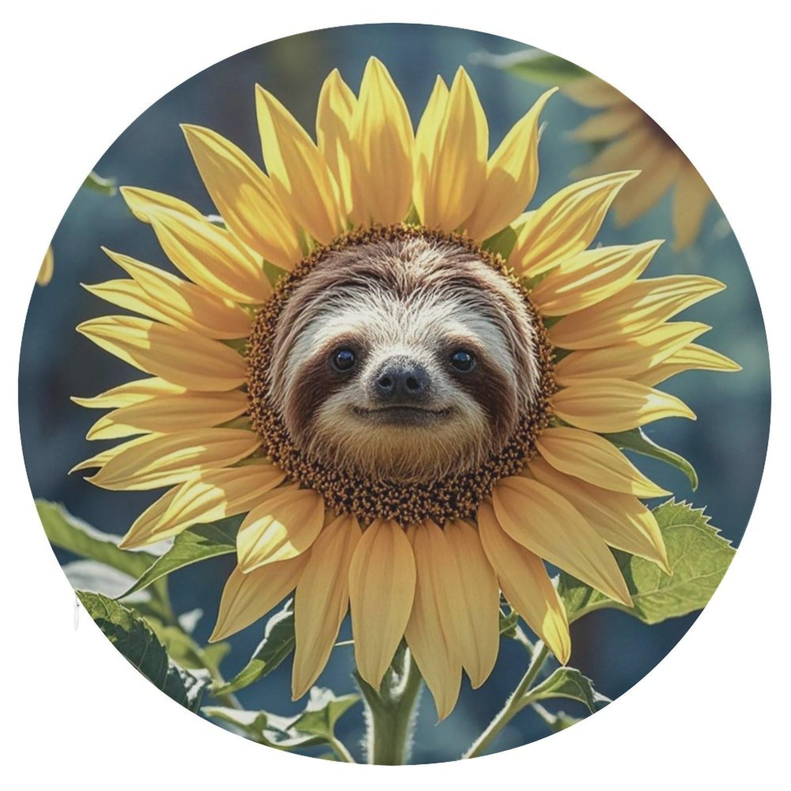 LZQPOEAS Sloth Sunflower Swivel Seat Cushion with Supportive Memory Foam Comfort Round Bar Stool Cushion 15.3" Diameter Rotating Seat Cushions Fashion Chair Pad for Car Office Home