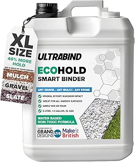 Ultrabind Eco Hold – Gravel Binder & Glue for Pathways, Stones, Bark & Mulch, Resin-Based Garden Adhesive, Pet Safe, 5L