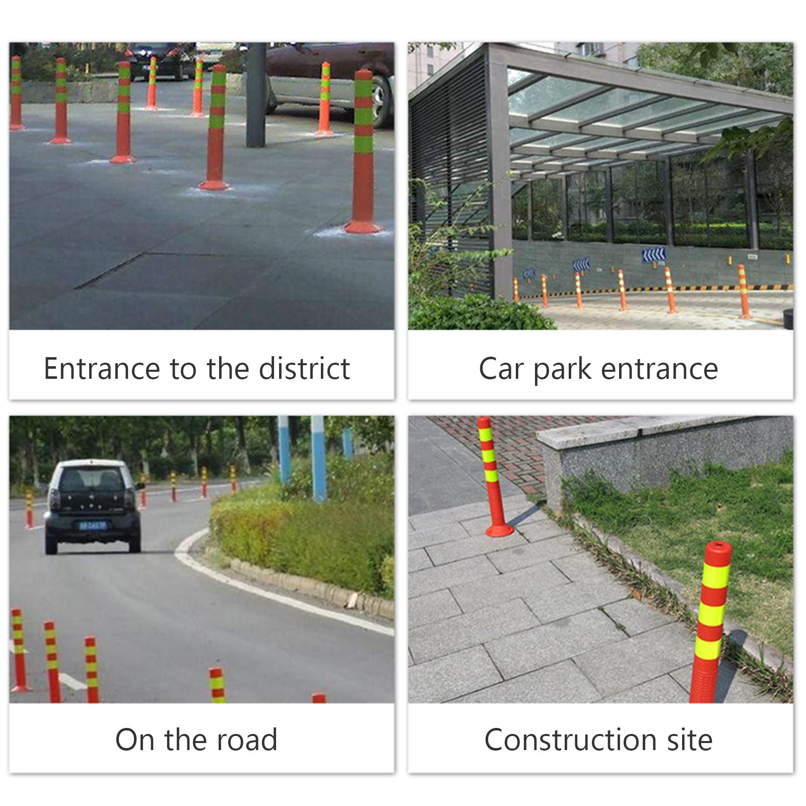 Cono de Seguridad para señalización Vial, Cono de Barrera para Entrada de vehículos, Poste de plástico con Anillos Reflectantes, delineador de tráfico, Postes de Seguridad portátiles de 76 cm.
