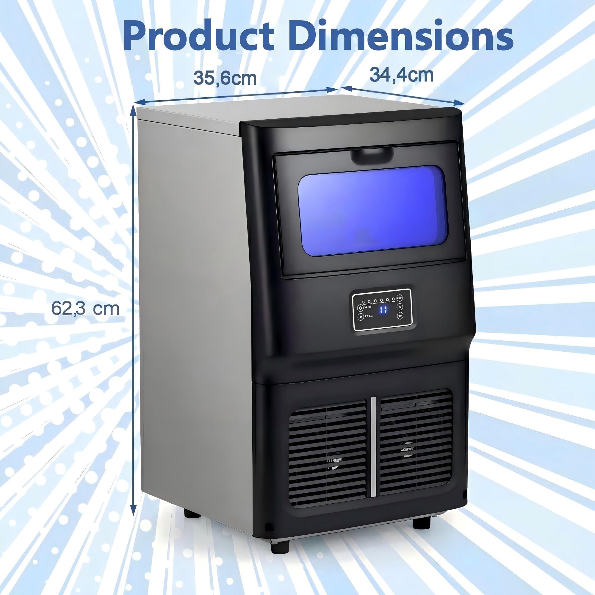 GIANTEX Macchina per Ghiaccio Professionale, Macchina Ghiaccio a Alta Efficienza, 25-30 kg in 24H, con Display Digitale, Timer e Autopulizia, Cubetti di Ghiaccio Trasparenti, per Uso Casa, Ufficio