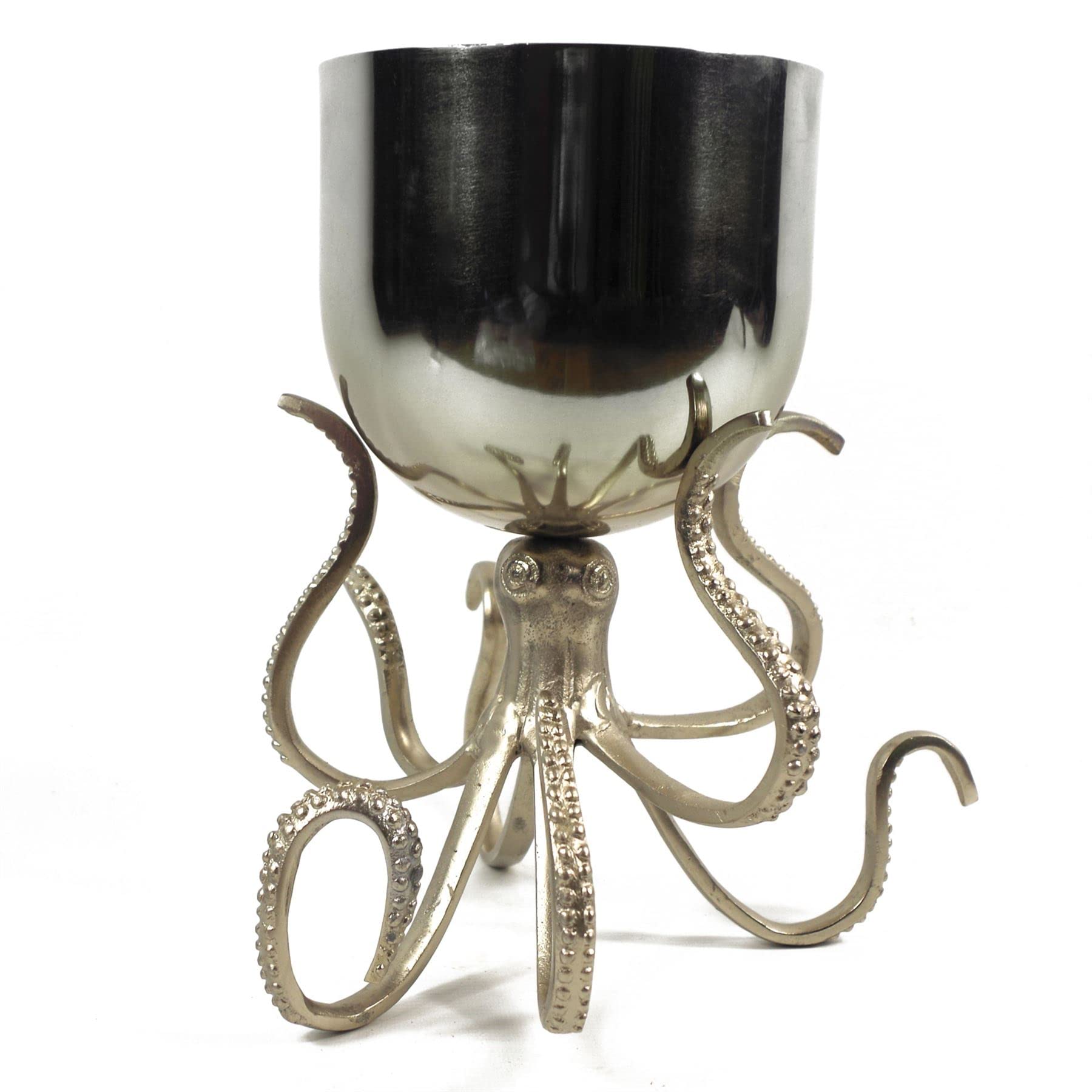 Botanik Metal Octopus Planter with Stand - Silver - 28cm