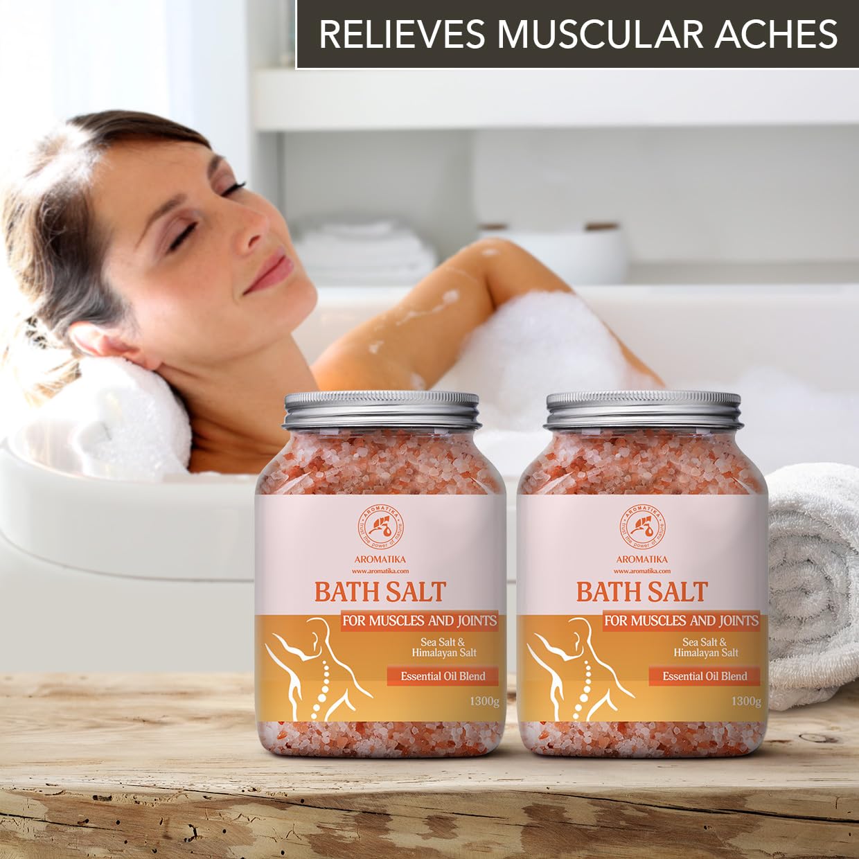 Sale Marino Set Muscolare & Articolare 2х1300g - Oli Essenziali Lavanda & Salvia & Rosmarino - 100% Naturali - Lenisce i Muscoli - Cura del Corpo - Bellezza - Relax - Aromaterapia