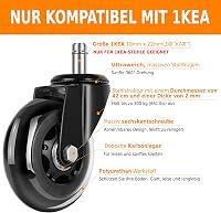 YUCONECT Irodai Szék Görgő 10mm 300kg Terhelhetőség 5db IKEA Kompatibilis 4