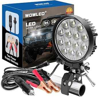 LED Boat Spotlight with Mounting Clamp, Super Bright LED Work Light 12V