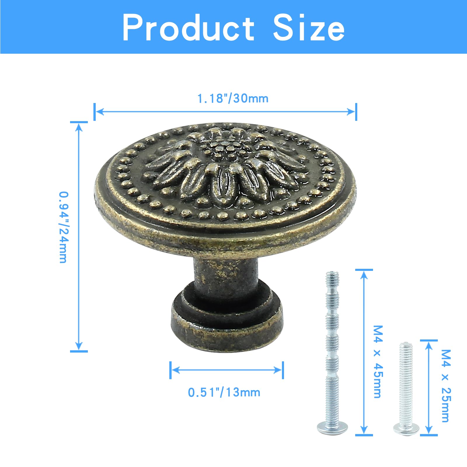 Antique Bronze Cabinet Knobs - Mid Century Style -2
