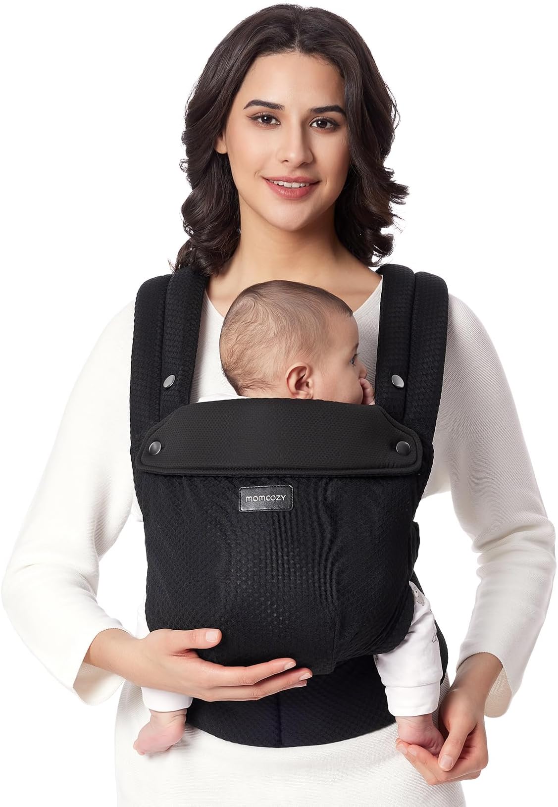 Momcozy Breathable Mesh Baby Carrier, Ergonomic and Lightweight Infant Carrier for 7-45lbs with Enhanced Lumbar Support, All Day Comfort for Hands-Free Parenting, Air Mesh-Black