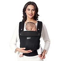 Vista 18 de Momcozy Portabebés ergonómico, acogedor y ligero para 7-45 libras, fácil de poner, ideal para padres manos libres, soporte lumbar mejorado, Purehug