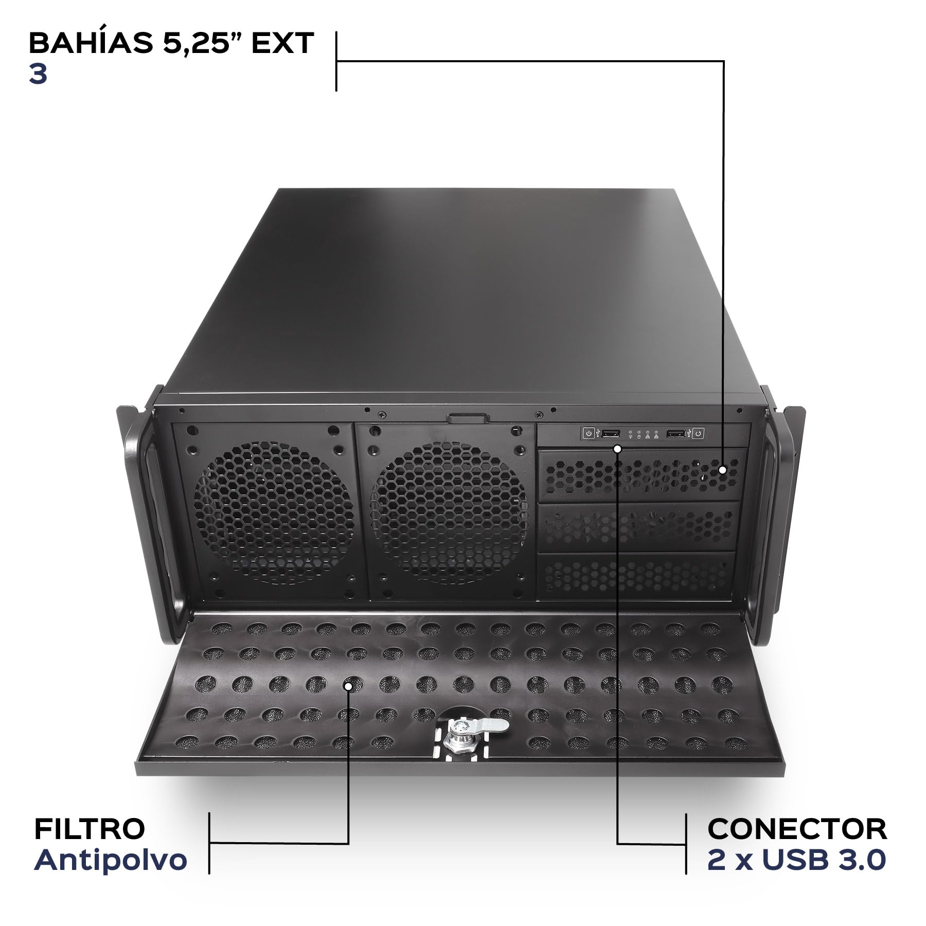 Unykach UK 4129 Caja Rack 19" 4U Negra sin Fuente
