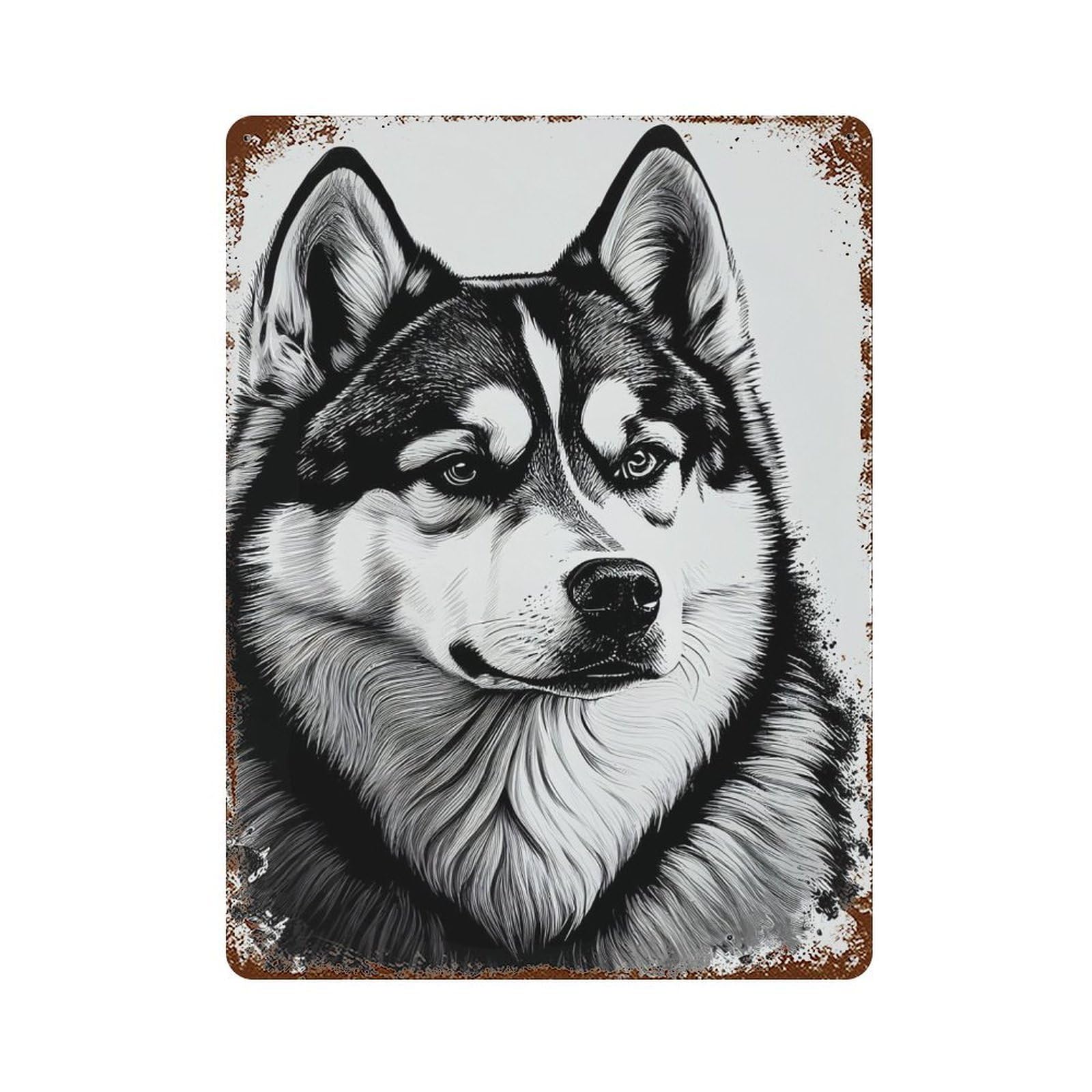 Siberian Husky Drawing Dog Retro Metal Sign 15.7"x11.8", Ideal for Cafe, Home Bar And Lounge Decor