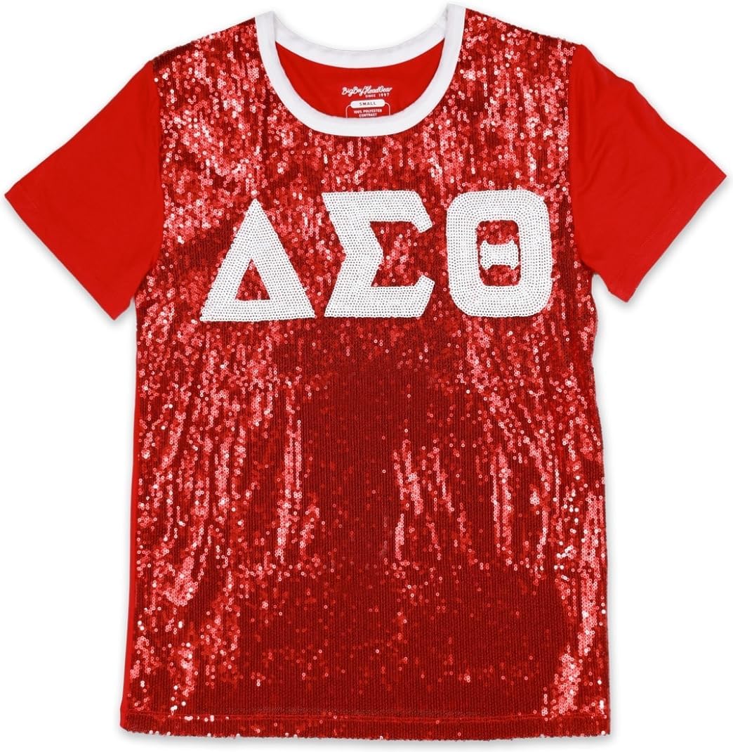 Big Boy Delta Sigma/Σ Theta Divine 9 S4 Sequins Tee [Red] - ID#67993-143-208-0-0