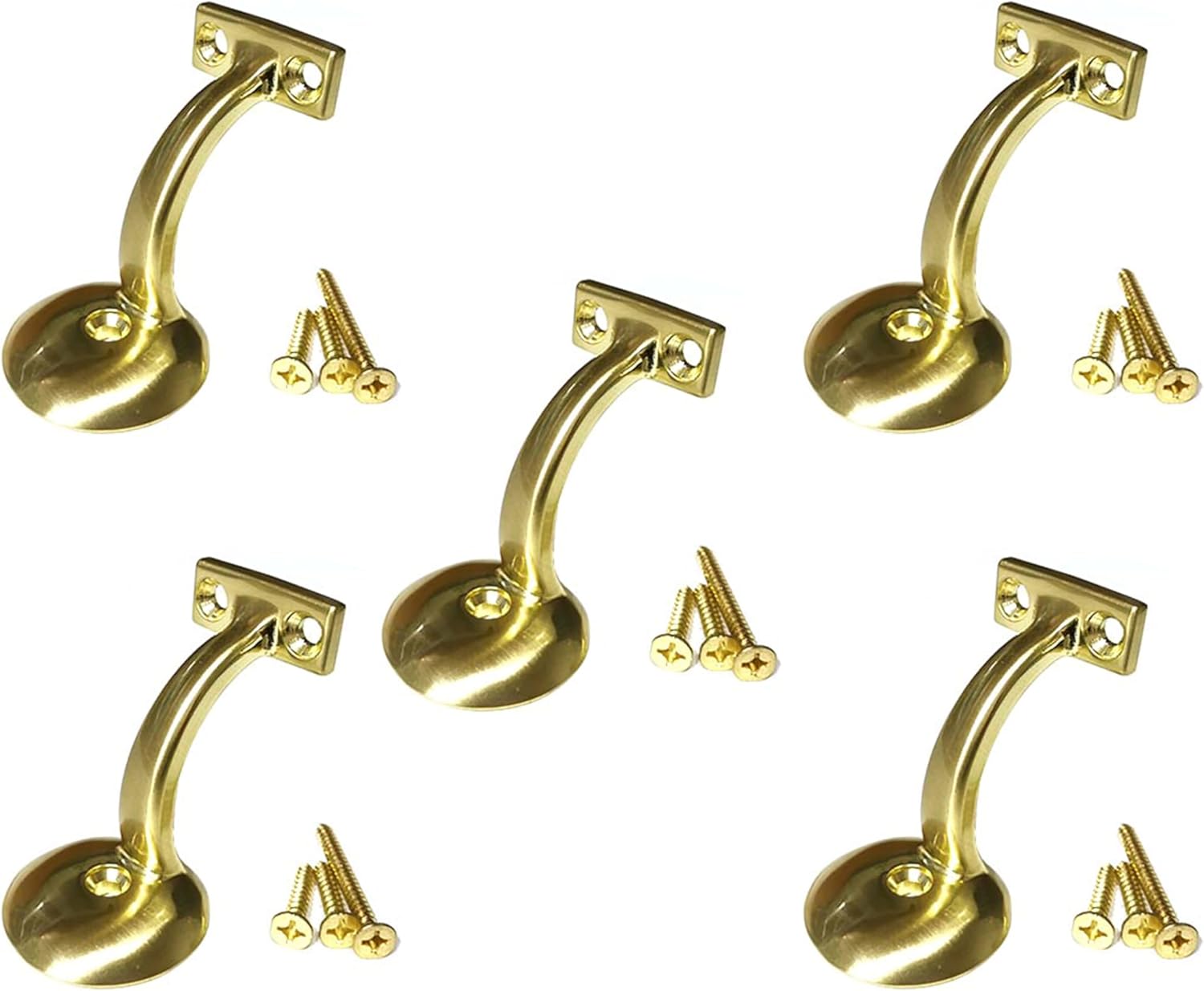 Handrail Bracket Square for Stairways with Mounting Screws - Set of 5 - (Satin Black) - DH-B5