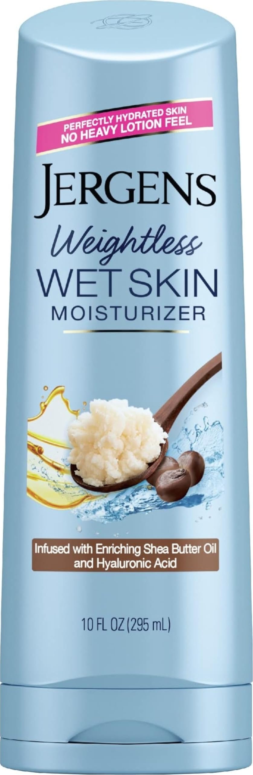 Jergens Wet Skin Body Moisturizer with Shea Butter Oil, Pure Shea Butter In Shower Bod Lotion, Moisturizer for Dry Skin, Fast-Absorbing, Non-Sticky, Dermatologist Tested, 10 Oz | Shea Butter, Hyaluronic Acid, Fast Absorption, Non-Sticky Formula, Dermatologist Tested