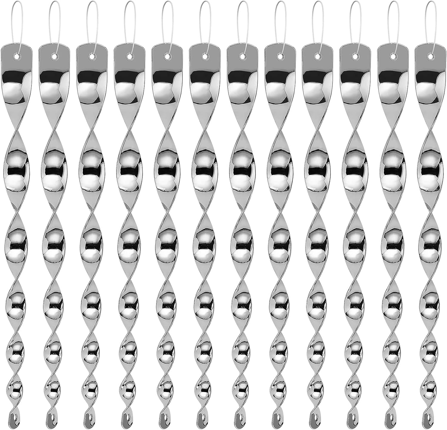 12Pcs Reflective Spiral Bird Repellent Device Hanging Decorative Device for Keeping Bird Away Unwanted Birds FROM Garden WINDOW and Farm (Silver)