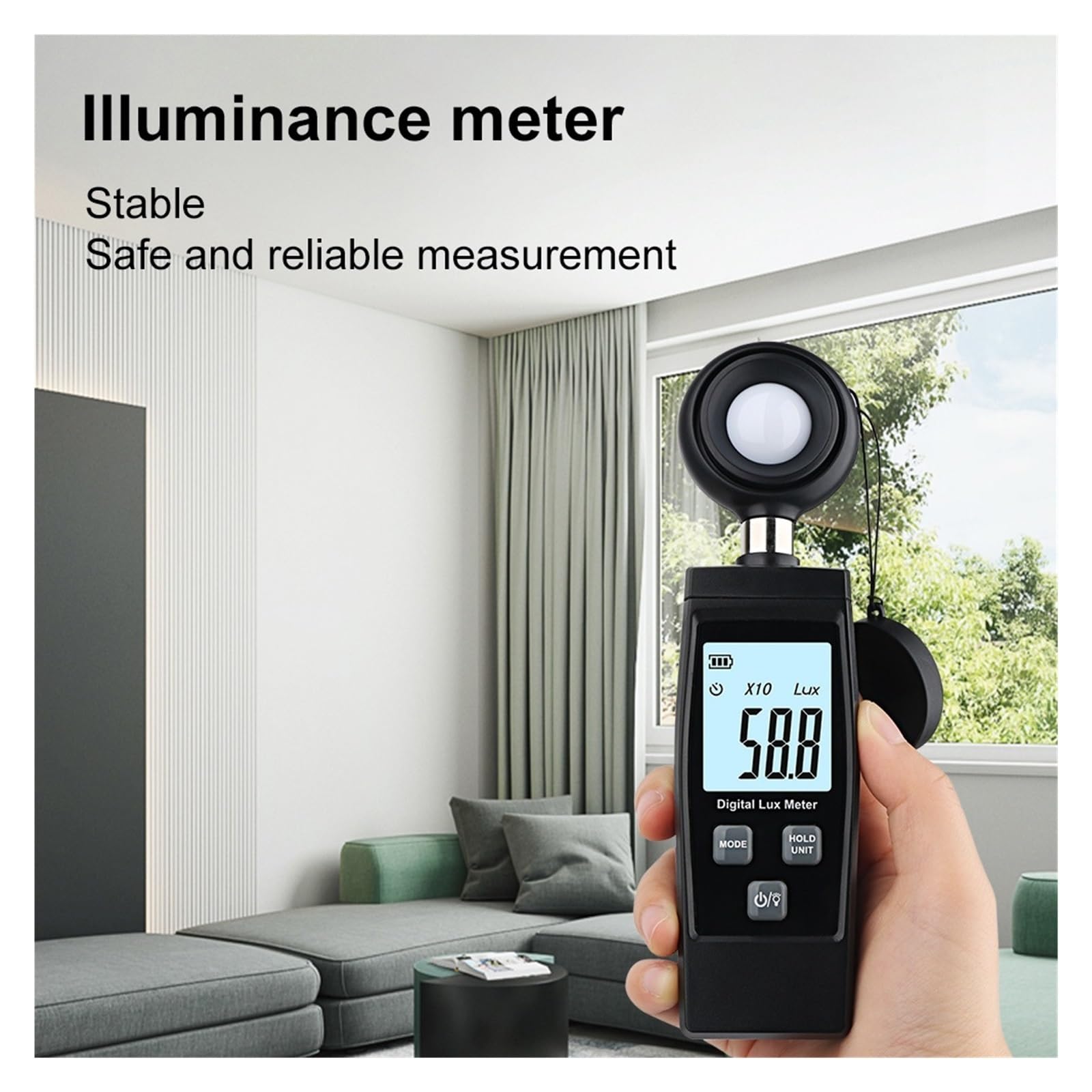 Colorímetro, Mini Medidor Digital De Lux 0-200000, Iluminómetro Portátil, Fotómetro Alta Precisión, Luz, Medida Lux/FC para medición de luz