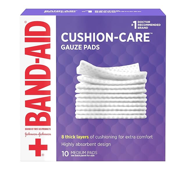 Band-Aid Brand Cushion Care Non-Stick Gauze Pads Individually-Wrapped Medium 3 in x 3 in 10 ct