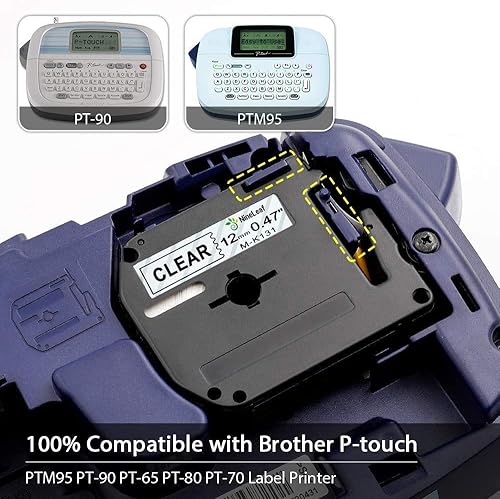 Miniatura 9 de NineLeaf Paquete de 2 cintas compatibles con Brother P-Touch M MK231 M-K231 M231 M-K231S MK131 M131 Negro sobre blancotransparente 0.47 Cinta de