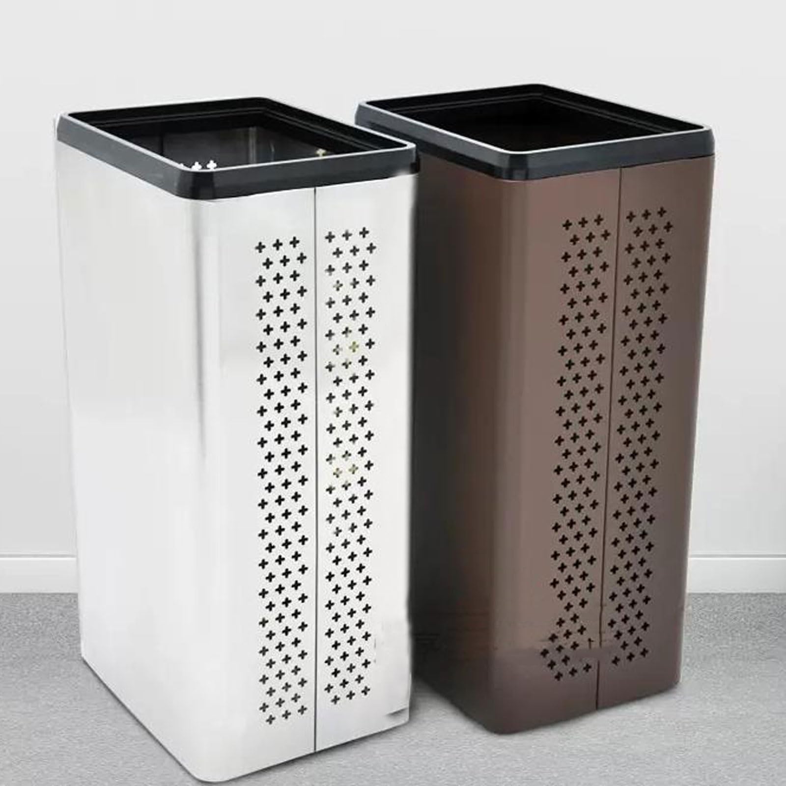 stojak na parasole Wiadro do przechowywania parasoli domu, przedpokoju, biura, hotelu i supermarketu Uchwyt na parasolkę(Silver)