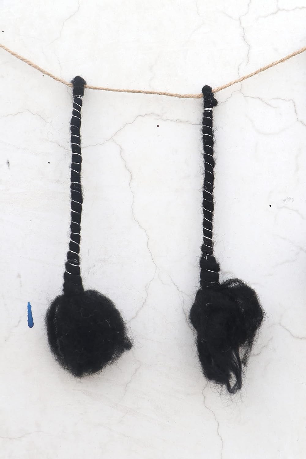 De Kulture Handmade Premium Felt Mini Broom Garland 100% Biodegradable Wreath for Halloween Christmas Tree Easter Wall Hanging Home Kitchen Wedding Party Decoration Banner, 48 INCHES-Black