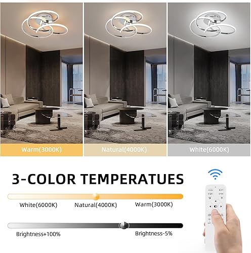 Miniatura 10 de CANEOE Lámpara de techo LED moderna, 42 W, regulable, cerca del techo, con control remoto, lámpara de techo LED de montaje empotrado para