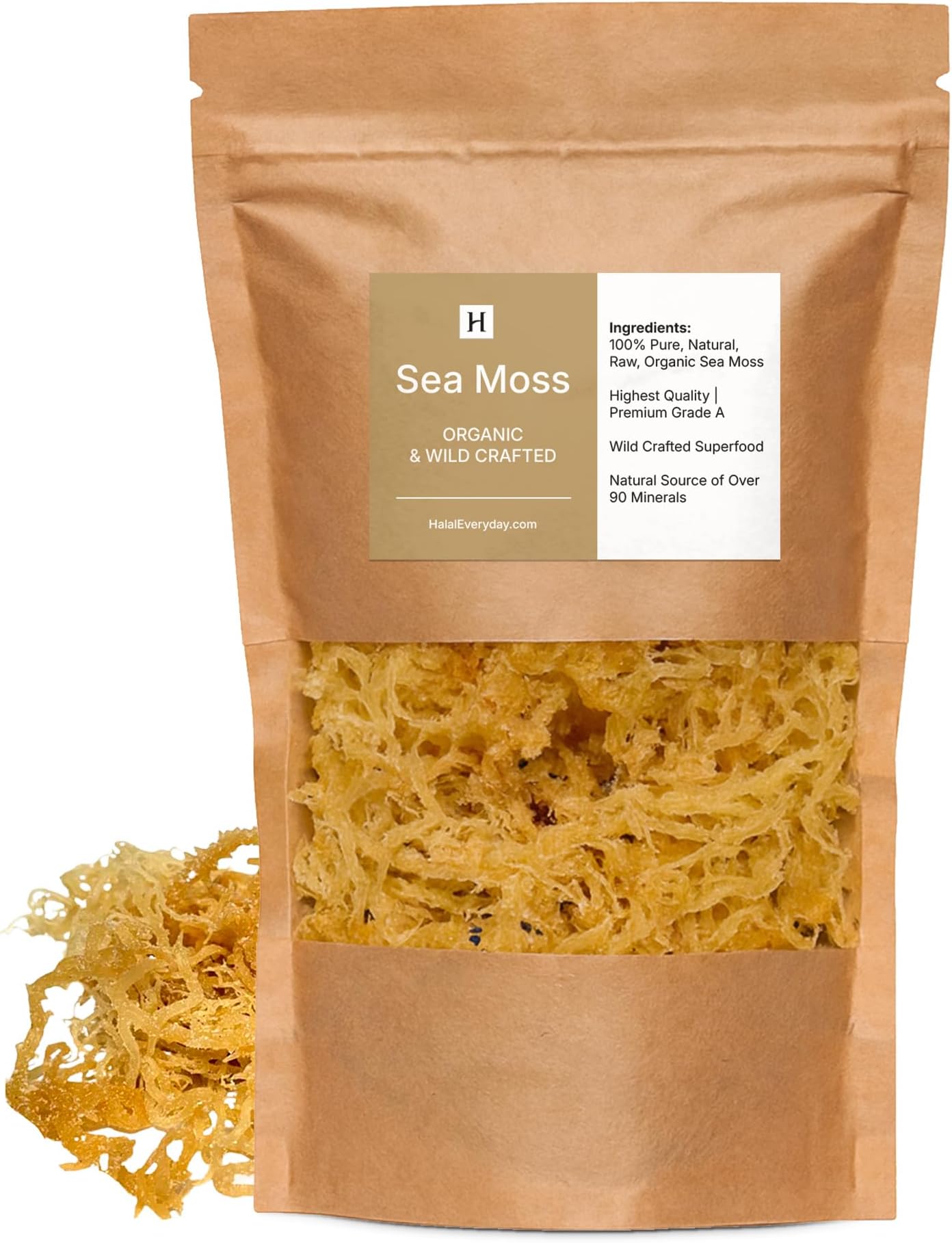 HalalEveryDay Wildcrafted Irish Sea Moss - 1lb Bag- 100% Pure All Natural | Vitamin & Mineral Rich | No Preservatives | Golden | 16 oz