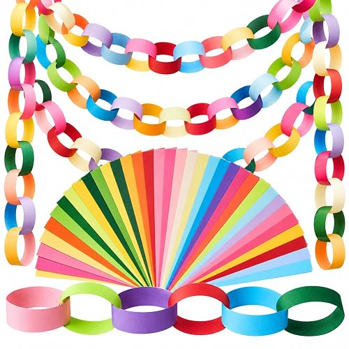 Lincia 600 Sheets Paper Chain Garland Strips, Bright