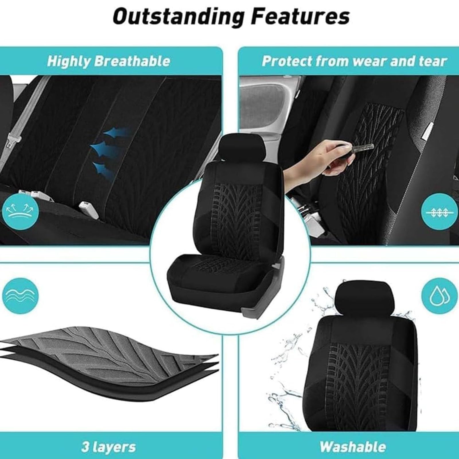 Housse de Siege Avant Voiture pour Dacia Bigster Full Hybrid 155 2024-2026,Couvre Siege 3D Gaufre Respirant Tissu Polyester Coussin Protection Auto,B