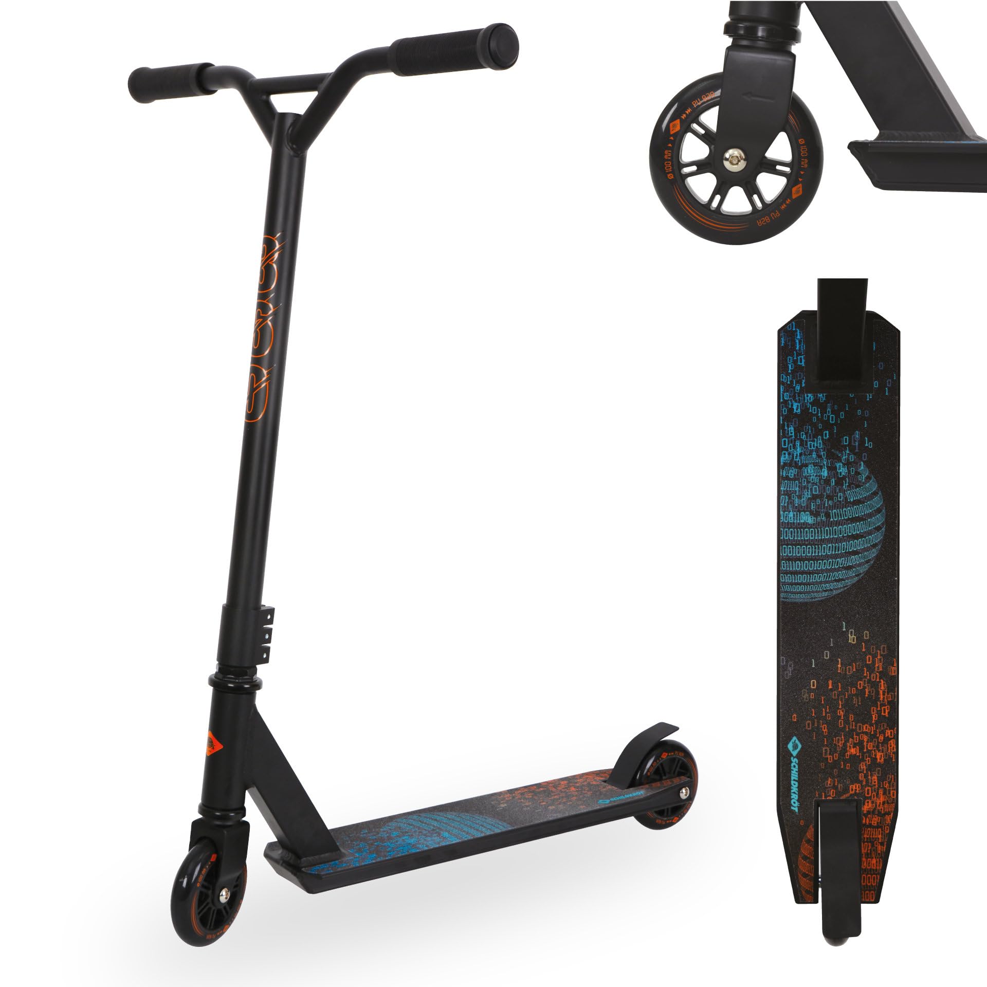 Schildkröt Trotinette Freestyle 360, Aluminium, Modèle d'Entrée de Gamme pour Les Premiers Tours et Cascades, Roues en PU 100 mm