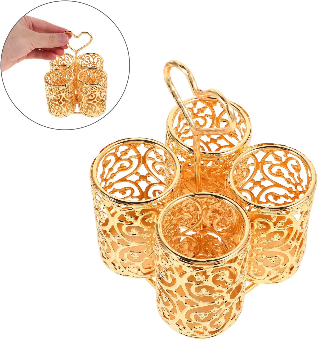 POPETPOP Golden Iron Chopsticks Holder with Drainage, Multi Compartment